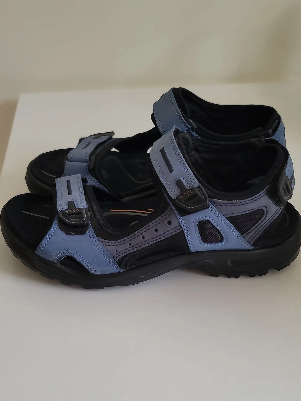 ECCO Blue Leather Adjustable Strap Sandals for Men